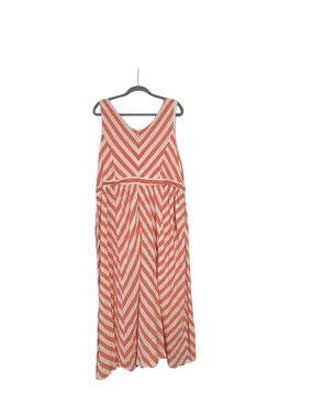 ModCloth Coral and White Striped Midi Dress  3X